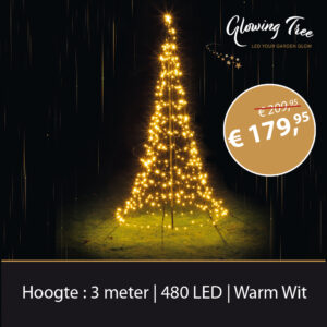 Glowing Tree® 3 meter (incl. stok) kerstverlichting 480 LED