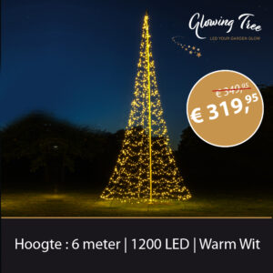 Glowing Tree® 1200 LEDS - 6 meter vlaggenmast kerstverlichting